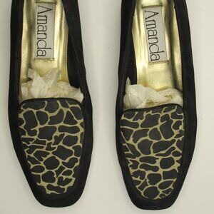 Amanda black velvet flats with giraffe print - 8.5S